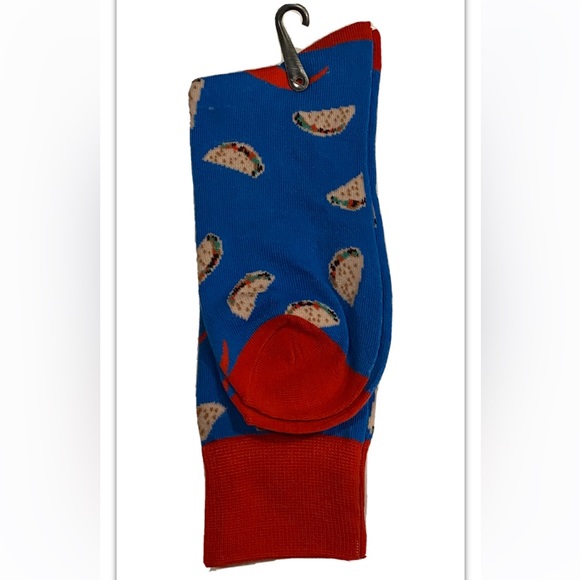 Zoo York Crew Dress Socks 1 Pair Men 6-12 Blue Red Taco Tuesday Socks Skate Ride - Picture 3 of 10
